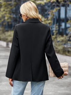 Our Freja Blazer comes in a black tone colour. This blazer is a transeasonal must have in your wardrobe. Cut to a mid-length and it comes in a relaxed silhouette. Style yours with everything from printed dresses and jeans! Size Guide: Demi is 5’6” tall, and has a 33.45” bust, 26.5” waist, & 35.2” hips. She is wearing a S / US 4 / AU 8. This blazer is true to size. Material: 100% Polyester. Feature: Functional buttons. Slightly looser fit. Relaxed fitting. Pockets. Comfortable. Relaxed waist. Occ Black Single Breasted Blazer With Notched Lapels, Black Notch Lapel Blazer For Spring, Spring Black Notch Lapel Blazer, Tailored Black Notched Outerwear, Black Tailored Notched Outerwear, Black Notched Blazer For Fall, Black Notched Blazer For Business Casual, Sleek Black Blazer With Lapel Collar, Black Notched Outerwear For Business Casual