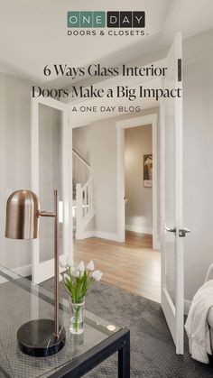 6 Ways Glass Interior Doors Make a Big Impact 15 Panel Glass Door Ideas, Glass Doors Interior Modern, Bedroom Door Ideas, Glass Interior Doors, Doors Interior Modern, Glass Interior, Glass Doors Interior, Bedroom Door, Bedroom Doors