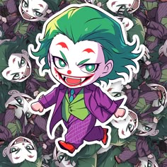 Chibi Joker Sticker - Turbo Vinyl Joker Sticker, Super Hero Kids, Superhero Stickers, Halloween Flash, Cartoon Style Drawing, Kids Clipart, Unique Sticker