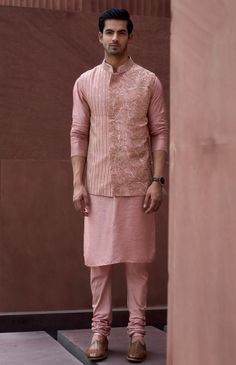 Pink Indian Outfit, Collar Kurta, Nehru Jacket For Men, Brothers Wedding, Kurta Cotton, Silk Pant