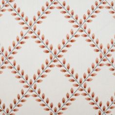 a white and red wallpaper with leaves on it