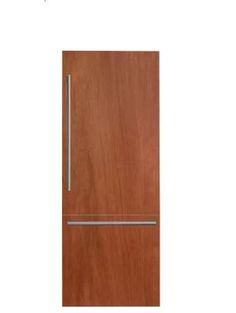 an image of a wooden door with metal handle on the bottom and side panel in front