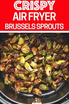 crispy air fryer brussel sprouts in a skillet