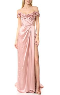 MACloth Off the Shoulder with Flowers Pink Evening Gown Simple Prom Dress Unique Evening Gowns, Evening Gowns For Wedding, Blush Evening Dress, Pink Evening Gown, Bridesmaid Gown Elegant, Pink Evening Gowns, Cheap Prom Dresses Online, Gown Simple, Wedding Guest Gowns