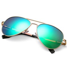 PRICES MAY VARY. ADVANCED POLARIZED GREEN LENS ► These trendy aviator sunglasses feature high-definition green mirrored with a dual-layer UV protection coating and polarized film to protect your eyes from harmful UVA/UVB rays and resist glare reflected from various environments. Mirrored sunglasses offer maximum comfort and higher color contrast. LIGHTWEIGHT & STYLISH AVIATOR FRAME ►Classic aviator sunglasses are made of ultra-light but strong metal alloy, Anti-oxidation coating, Anti-allergy an Outdoor Sunglasses, Polarized Aviator Sunglasses, Green Mirrors, Kids Glasses, Sports Sunglasses, Classic Metal, Retro Sunglasses, Classic Frame, Grey Lenses