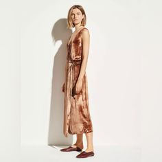 Vince New Panne Wrap Velvet Midi Dress Silk Blend In Rose Gold Copper Sz M $445 Copper Dress, Velvet Midi Dress, Gold Models, Dress Silk, Gold Copper, Evening Wear, Modern Woman, Silk Dress, Jumpsuit Dress