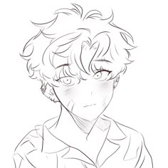 a drawing of a boy with curly hair