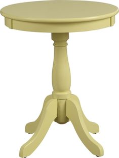 a small round table with two legs and a wooden top on an isolated white background