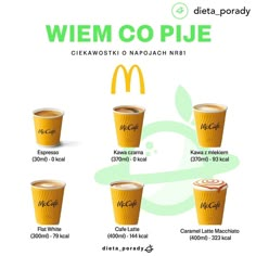 mcdonald's menu showing the different types of drinks in each cup, and what they mean