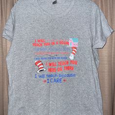 Never Worn Dr Seuss Teacher, Teacher Tees, Dr Seuss, Tops & Tees, Womens Tops, Red, Women Shopping, Color