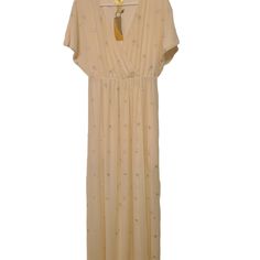 New! Beautiful Long Dress Beige Elegant H&m Midi Dress For Vacation, H&m Flowy V-neck Maxi Dress, H&m Beige Midi Dress For Spring, H&m Spring Evening Dresses, Elegant H&m Maxi Dress For Vacation, H&m Evening Dresses For Spring, Elegant H&m Beach Dress, H&m Chic Flowy Maxi Dress, H&m V-neck Maxi Dress For Party