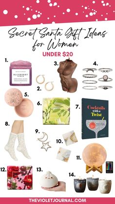 the ultimate gift guide for women under $ 30 from the violet journal, with text overlay