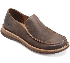 Born Men's Baylor Taupe Leather Slip On Casual Shoes BM0009917 - Painted Cowgirl Western Store Rugged Slip-on Leather Shoes With Leather Footbed, Rugged Leather Slip-on Shoes With Leather Footbed, Oiled Leather Shoes With Stitched Sole And Moc Toe, Rugged Oiled Leather Shoes With Plain Toe, Rugged Loafers With Leather Sole, Rugged Oiled Leather Shoes With Stitched Sole, Rugged Slip-on Leather Shoes With Leather Lining, Rugged Leather Slip-on Shoes With Leather Lining, Handsome Style