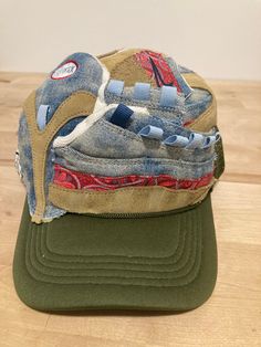 Handcrafted with 50% recycled material. One size fits all. Denim Cap For Streetwear, Denim Cap For Outdoor Use, Denim Cap For Outdoor, Denim Streetwear Cap, Denim Baseball Cap For Streetwear, Spring Outdoor Denim Hat, Denim Baseball Cap For Outdoor, Denim Snapback Hat One Size Fits Most, Denim Snapback Hat One Size