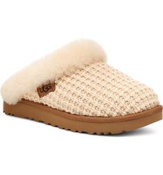 UGG® Clugette Knit Scuff Slipper (Women) | Nordstromrack Ugg Cluggette Slippers, Ugg Cluggette, Cute Uggs, Christmas List Ideas, Boo Basket, Uggs Outfit, Preppy Room, Ugg Slippers, Knitted Slippers