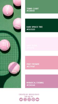 pink and green color scheme with tennis balls