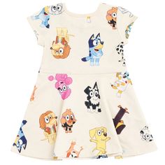 Step into a world of fun and imagination with the Bluey Little Girls Dress! Perfect for young fans of the beloved Bluey series, this dress is designed to spark joy and creativity during playdates and costume parties.

- Age Group: Suitable for kids ages 1-6
- Material: Soft, durable cotton blend for comfort and ease of movement
- Gender: Female
- Brand: Bluey
- Product Type: Dress

This delightful dress features vibrant colors and playful designs that mirror the spirited adventures of Bluey. It' Cute Multicolor Dress For Dress-up, Short Sleeve Cotton Dress For Dress-up, Cotton Twirl Dress With Short Sleeves For Playwear, Fitted Cotton Dress For Sleepover, Fitted Cotton Twirl Dress With Short Sleeves, Playful Spring Twirl Dress For Playdate, Playful Cotton Twirl Dress For Spring, Playful Short Sleeve Cotton Dress, Cotton Short Sleeve Dress For Sleepover