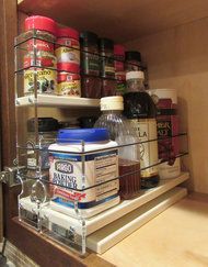 an organized pantry with spices and condiments