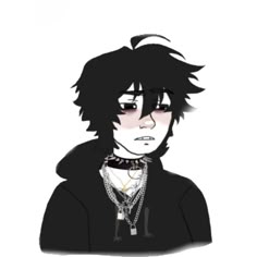 an anime character with black hair and piercings on his ears, wearing a hoodie