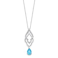 Disney Jasmine Inspired Diamond & Blue Topaz Necklace Sterling Silver 1/10 CTTW | Enchanted Disney Fine Jewelry