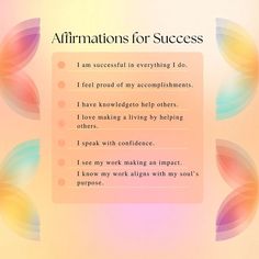 an affirmation for success poster with the words i am successful in everything i do