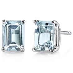 Aquamarine Stud Earrings 14 Karat White Gold Emerald Shape E18572 top Winter Jewellery, Rings Beads, Aquamarine Studs, White Gold Studs, White Gold Earrings Studs, True Winter, Rings Gemstone, Stone Jewellery, Aquamarine Earrings