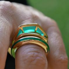 Green Enamel Gold Ring by fine jewelry designer Andy Lif. Gold Enamel Jewelry, Everyday Luxury, Precious Jewels, Mom Jewelry, 18k Gold Ring, Cloisonne Enamel, Enamel Ring, Fine Jewelry Designers, Green Enamel