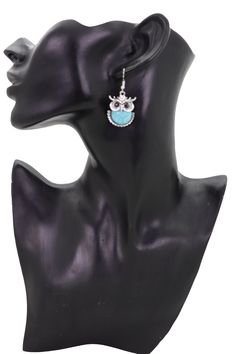 Ladies Western Fashion Casual Style Earrings Set Special Style Day / Night Evening Party Or Work JewelryStyle : Dangle western charm Condition : Brand NewColor : Silver metal charm + turquoise blue beads + black rhinestones Size: About 1 2/8" X 1" Closer: Hook closer Very Special Fashionable Earrings Set Beautiful For Every Day And For A Going Out Night. Brand New Trendy Urban Women Spring Summer Modern Collection Ladies Fashion Style Sexy Costume Jewelry For Women - perfect for day or night cla Turquoise Jewelry For Party, Blue Alloy Dangle Jewelry, Blue Dangle Earrings Made Of Alloy, Blue Dangle Jewelry In Alloy, Blue Dangle Jewelry Made Of Alloy, Nickel-free Turquoise Jewelry For Parties, Metal Owl, Fashionable Earrings, Special Style