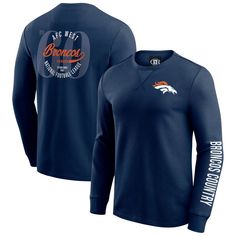 The Darius Rucker Collection by Fanatics brings a touch of musical style to your Denver Broncos fandom with this Washed Waffle-Knit Long Sleeve T-Shirt. The washed waffle-knit fabric adds a touch of vintage charm, while the screen-printed team graphics on the chest and sleeve boldly display your Broncos pride. Plus, the NFL division and founding year screen printed on the back provide a unique and historical touch that's sure to spark conversation. Fitted Crew Neck Sweater With Letter Print, Winter Fan Apparel Tops With Ribbed Cuffs, Team Spirit Long Sleeve Fan Merchandise Tops, Cotton Long Sleeve Tops For Fan Merchandise, Fan Apparel Long Sleeve Top With Logo Print, Long Sleeve Logo Print Fan Apparel Top, Long Sleeve Fan Apparel Top With Logo Print, Fan Apparel Tops For Fall Streetwear, Winter Fan Apparel T-shirt With Crew Neck