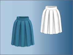 an image of a women's skirt with pleated front and back sides on a blue background