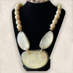 Vintage Lucite Discs And Pearls Ten Sterling Silver Vermeil Spacers Necklace Hawaii New Rare Custom Made Measures Approx: 23” New With Tags Myrna Lee Chang Was Known For Her One Of A Kind” Works Of Art, With Rare Gems & Unique Style. Custom Made, Collectible, Timeless Wearable Works Of Art Created By Artist Extraordinaire, Myrna Lee Chang, Featured In Resort Boutiques And Galleries In Hawaii. Item Is As Pictured Photos Are Taken In Natural Light And Without Light; Actual Color(S) May Vary. Party Necklace With Large Round Pendant, Unique Pearl Necklaces For Party, Yellow Round Necklace For Party, Yellow Round Necklaces For Party, Handmade Yellow Pearl Necklaces, Yellow Metal Party Necklace, Elegant Adjustable Yellow Necklace, Bold Pearl Necklace, Elegant Yellow Pearl Necklaces