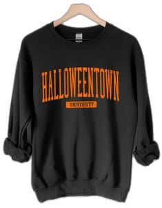 Fall Fan Gear Long Sleeve Sweatshirt, Black Fan Apparel Sweatshirt For Fall, Black Sweatshirt For Game Day In Fall, Collegiate Fall T-shirt With Text Print, Halloween Streetwear Sweatshirt With Letter Print, Halloween Letter Print Sweatshirt For Streetwear, Casual Fan Merchandise Sweatshirt For Fall, Collegiate Text Print Sweatshirt For Fall, School Spirit Tops For Fall