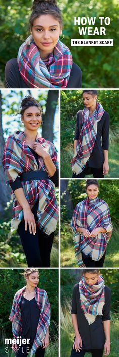 Belt it, wrap it, twist it, tie it or drape it: 5 ways to wear a blanket scarf. #MeijerStyle How To Wear Belts, Mode Shoes, Mode Tips, Blanket Scarves, How To Wear A Scarf, Scarf Tying, How To Wear Scarves, Blanket Scarf, Mode Vintage