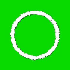 a white circle on a green background with some clouds in the shape of a circle