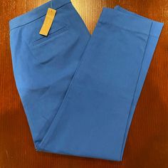 Nwt J Crew Blue Pants, Size 8 Blue Dress Pants With Welt Pockets For Office, Blue Tapered Leg Dress Pants For Office, Fitted Blue Dress Pants With Pockets, Casual Fitted Blue Dress Pants, Blue Fitted Casual Dress Pants, Blue Bottoms With Welt Pockets For Spring, Tailored Blue Pants With Flat Front, Tailored Flat Front Blue Pants, Blue Tailored Fit Flat Front Pants