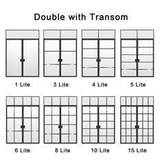 different types of double doors with transoms and their corresponding parts are shown in this diagram