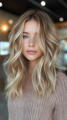 Trendy Hairstyles Rooty Champagne Blonde Hair, Hair Colours For Blondes, Really Blonde Hair Color Ideas, Fall Highlights For Dirty Blonde Hair, Dark Blonde Balayage With Highlights, Hair Inspiration Color Blonde Highlights, Blonde Hair Fall Ideas, Blonde Hair Ideas 2024, Honey Blonde Hair Brown Roots