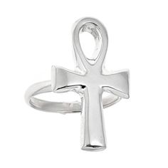 The Egyptian Ankh Cross is the symbol of life. The Ankh cross often appears in ancient art as an amulet of Egyptian deities.  Material & Features: * Solid .925 Sterling Silver Ring * The cross is about 1 inch long. (L) 27 mm; (W) 16 mm  * This ring weights approximately 5.5 grams  * Available ring sizes: 5 / 6 / 7 / 8 / 9 / 10 / 11 / 12/ Custom sizes can be made upon request. * Handmade in Brooklyn, USA * Comes with a gift box Japanese Earrings, Egyptian Deities, Celtic Shield, Egyptian Cross, Egyptian Deity, Egyptian Ankh, The Ankh, Crystal Cake, Ankh Cross