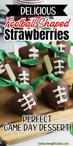 These Football Strawberries are delicious, fun, and perfect for game day! Coated in milk chocolate and topped with white chocolate laces, they’re an easy homemade dessert that’s a crowd-pleaser. Save this recipe for your party!