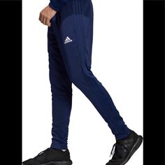 New Without Tags, In Perfect Condition... Navy Blue Adidas Track Pants. Blue Stretch Jogging Bottoms, Blue Jogging Pants With Elastic Waistband, Blue Stretch Bottoms For Jogging, Adidas Blue Sweatpants For Jogging, Adidas Jogging Bottoms With Pockets, Blue Jogging Bottoms With Elastic Waistband, Adidas Blue Jogging Bottoms, Adidas Blue Sweatpants For Sports, Blue Jogging Pants With Pockets