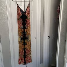 Free People Dress Never Worn Summer Maxi Dress In Rayon For Night Out, Summer Floral Print Maxi Dress For Night Out, Summer Rayon Maxi Dress For Night Out, Black Sleeveless Rayon Maxi Dress, Black Rayon Maxi Dress For Spring, Black Rayon Sundress, Floral Print Sundress Maxi Dress For Night Out, Floral Print Sundress For Night Out, Floral Sundress Maxi For Night Out