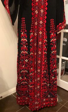 2 Piece Black Dress/ Abaya/ Kaftan/ Thobe and matching belt | Etsy Traditional Red Embroidered Maxi Dress, Traditional Embroidered Red Maxi Dress, Red Embroidered Maxi Dress For Festival, Red Embroidered Floor-length Maxi Dress, Red Folk Style Maxi Dress, Black Long Bohemian Embroidered Dress, Festive Embroidered Red Maxi Dress, Long Black Bohemian Embroidered Dress, Embroidered Maxi Length Abaya For Festive Occasions