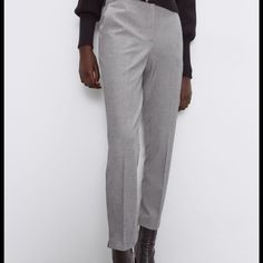 Zara Grey Dress Pants With Pockets And Elastic In The Back. Nwt Spring Stretch Business Casual Bottoms, Elegant Office Pants For Spring, Elegant Spring Office Pants, Elegant Bottoms For Workwear In Fall, Elegant Office Wear Pants For Spring, Elegant Fall Workwear Bottoms, Elegant Spring Office Wear Pants, Business Ankle Pants For Spring, Business Ankle-length Pants For Spring