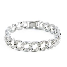 Item Type: Bracelets Material: Rhinestone, Zinc Alloy Chain Type: Link Chain Clasp Type: Lobster Features: Bracelets, Rhinestone Bracelets, Iced Out Bracelets, Luxury Bracelets, Men Bracelets Trendy Silver Iced Out Jewelry, Iced Out Silver Metal Chain Bracelet, Silver Rhinestone Bracelets In Alloy, Silver Rhinestone Alloy Bracelets, Silver Alloy Bracelets With Rhinestones, Party Crystal Chain Bracelets, Silver Metal Bracelets Iced Out, Silver Iced Out Metal Bracelets, Crystal Chain Bracelet For Party