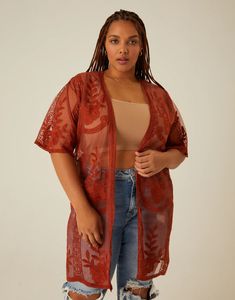 Plus Size Sheer Lace Cardigan – 2020AVE Trendy Short Sleeve Summer Outerwear, Summer V-neck Loungewear Outerwear, Summer V-neck Beach Cover-up Outerwear, Trendy Fall Beach Cardigan, V-neck Cover-up For Vacation In Fall, Open Front Duster For Spring Vacation, Fall Open Front Cover-up For Day Out, Spring Vacation Open Front Duster, Oversized Summer Loungewear Outerwear