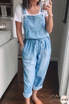 Casual Solid Split Joint Square Collar Harlan Jumpsuits