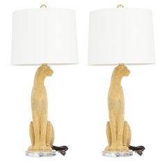 a pair of table lamps with animals on them