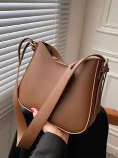 BagForLove - Versatile Adjustable Strap Hobo Bag - Embrace Minimalist Style Simple Everyday Bag, Brown Sling Bag, Shein Bags, Simple Leather Bag, Women Bags Fashion Handbags, Simple Purse, Classy Purses, Casual Purse, Brown Handbags