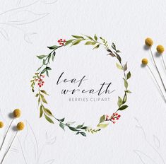 watercolor floral wreath with the words eat, sweat and berries clipart on it