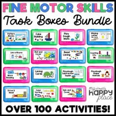 the fine motor skills task boxes bundle is shown